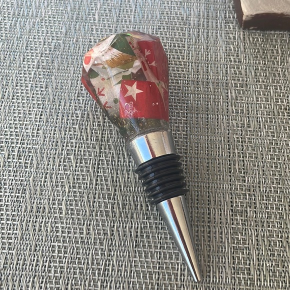 XMAS Handmade Festive Holiday Diamond Top Wine Stop Red - Picture 6 of 13